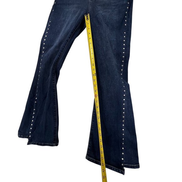 Ceros Denim Flared Studded Jeans Silver Side Rivets Womens 9/29 Retro Sylish - Picture 14 of 15